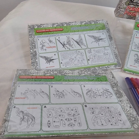 NIB 3D Garden Art Puzzle Set Includes 4 Puzzles & Pens Model # 8885A-D - Picture 5 of 9